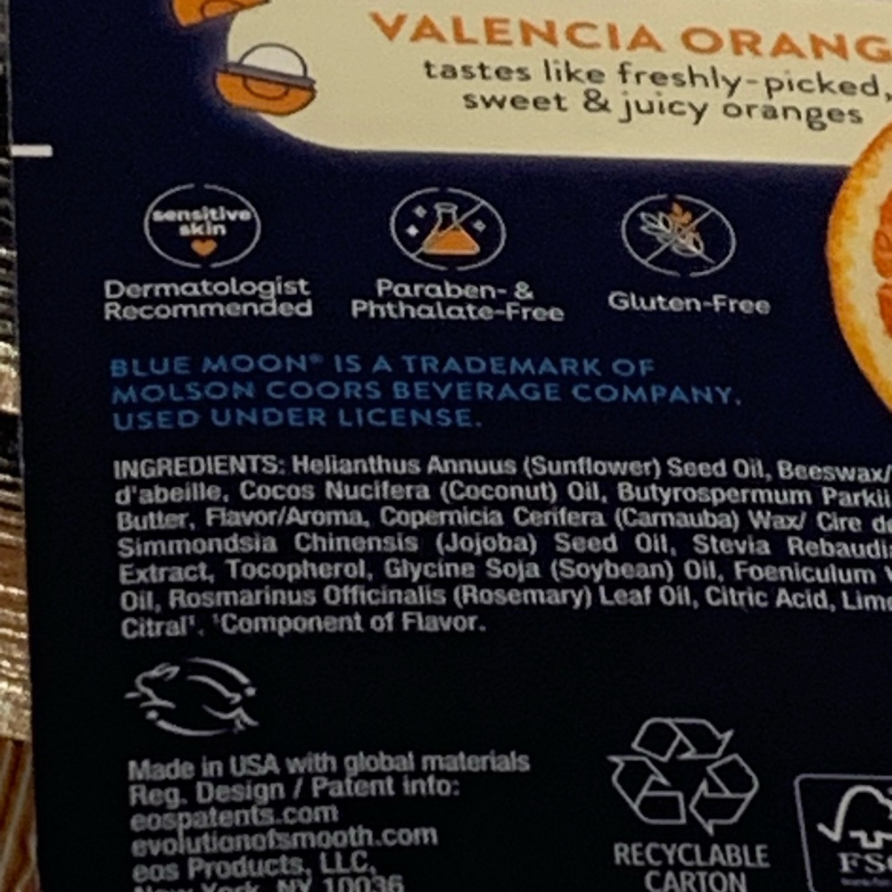 EOS Blue Moon Valencia Orange Lip Balm Sphere 0.25 oz 7g Limited Edition NIB New - Picture 9 of 11